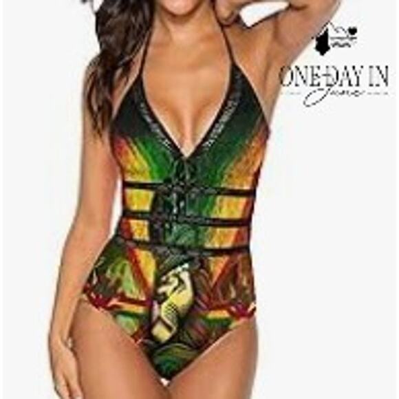 CharmLeaks Halter Tie Back One Piece Swimsuit Size M - Picture 1 of 5